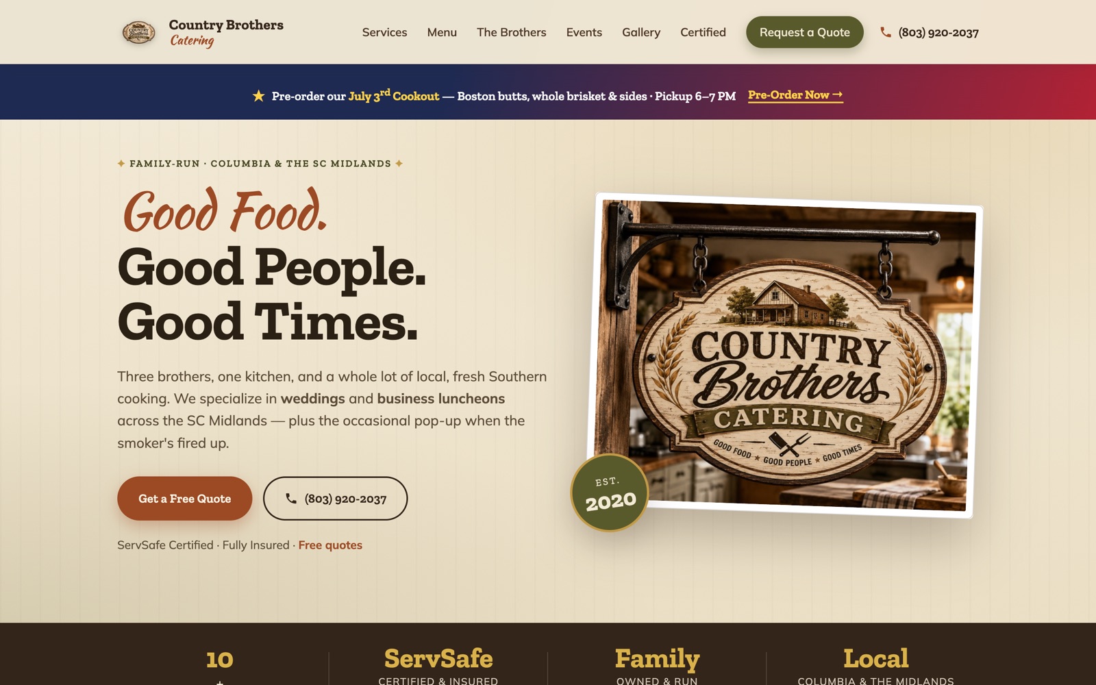 Country Brothers Catering website