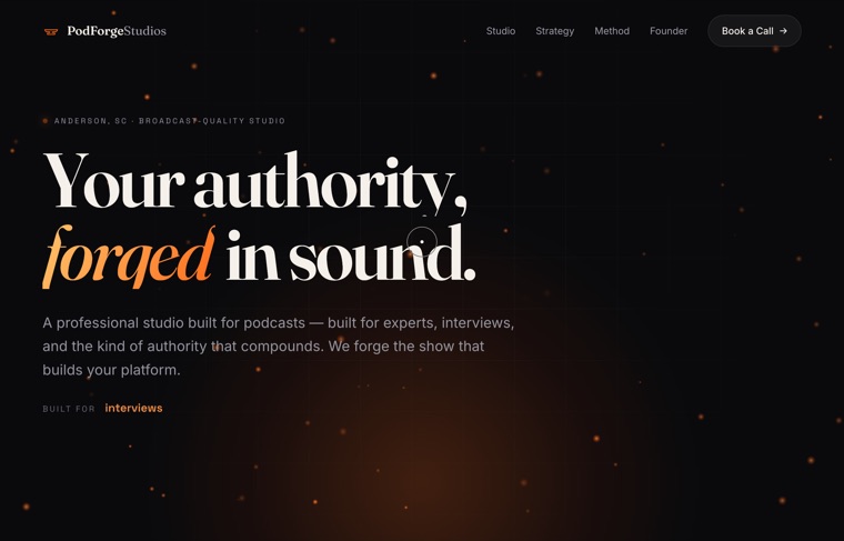 PodForge Studios website